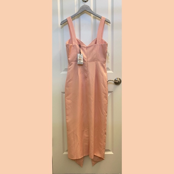 Fame and Partners Peach Bodycon Maxi Dress Button Down Sweetheart Neckline - Picture 4 of 8